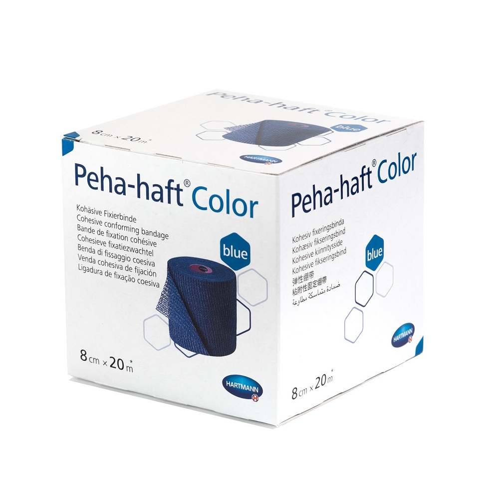 Bandaj elastic autoadeziv Peha-haft Color, albastru (932474), 8cm x 20m, Hartmann
